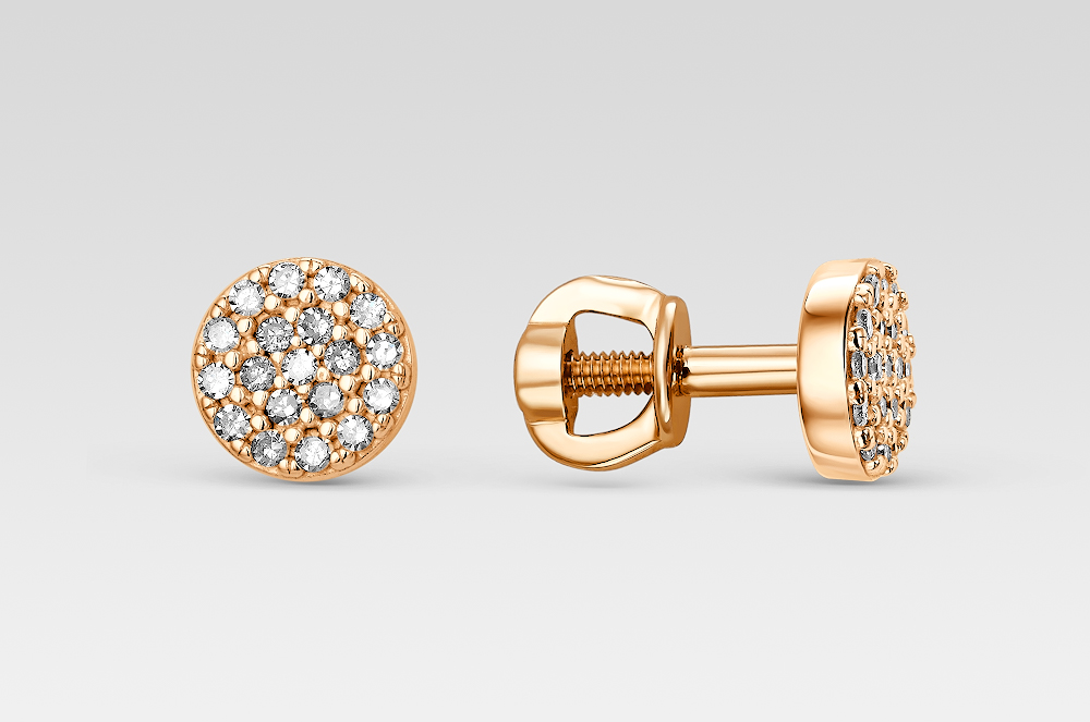 Серьги из красного золота с бриллиантами Ювелирное изделие - Серьги из красного золота с бриллиантами в магазине Best-Gold 149717