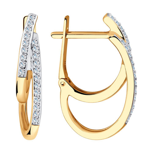 Серьги из красного золота с фианитами Ювелирное изделие - Серьги из красного золота с фианитами в магазине Best-Gold 093617