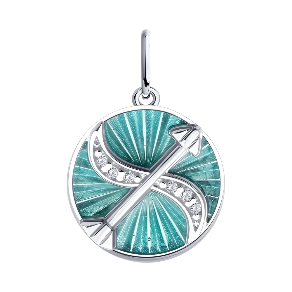 Ювелирное изделие - Подвеска из серебра с фианитами и эмалью в магазине Best-Gold 152873