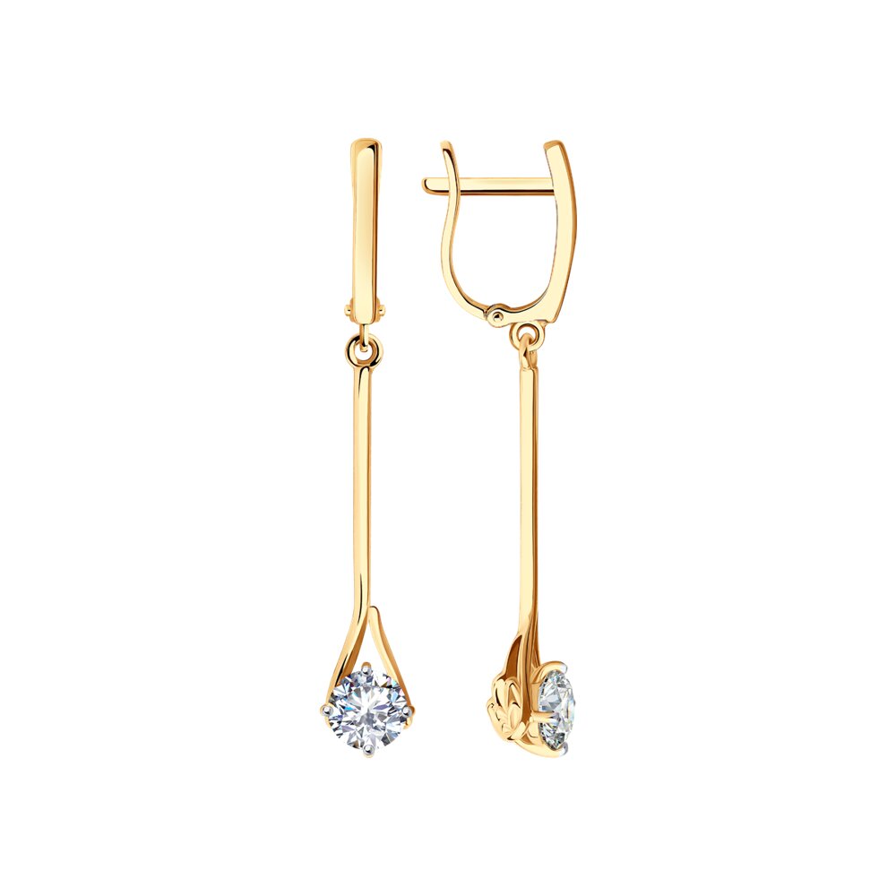 Серьги из красного золота с фианитами Ювелирное изделие - Серьги из красного золота с фианитами в магазине Best-Gold 049080