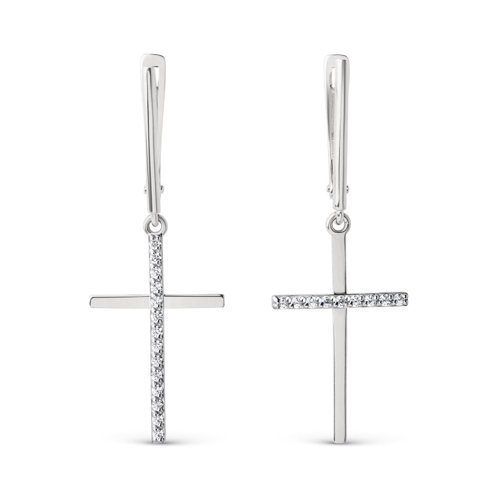 Ювелирное изделие - Серьги в белом золоте с фианитами в магазине Best-Gold 129043