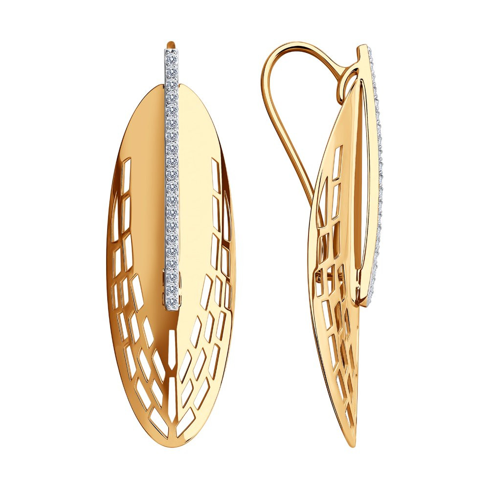 Ювелирное изделие - Серьги из красного золота с фианитами в магазине Best-Gold 031925