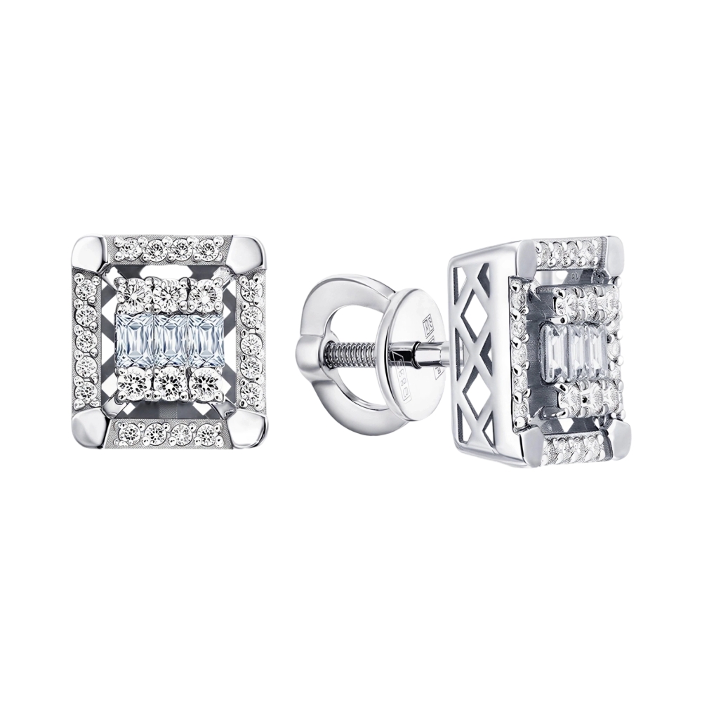 Серьги из белого золота с бриллиантами