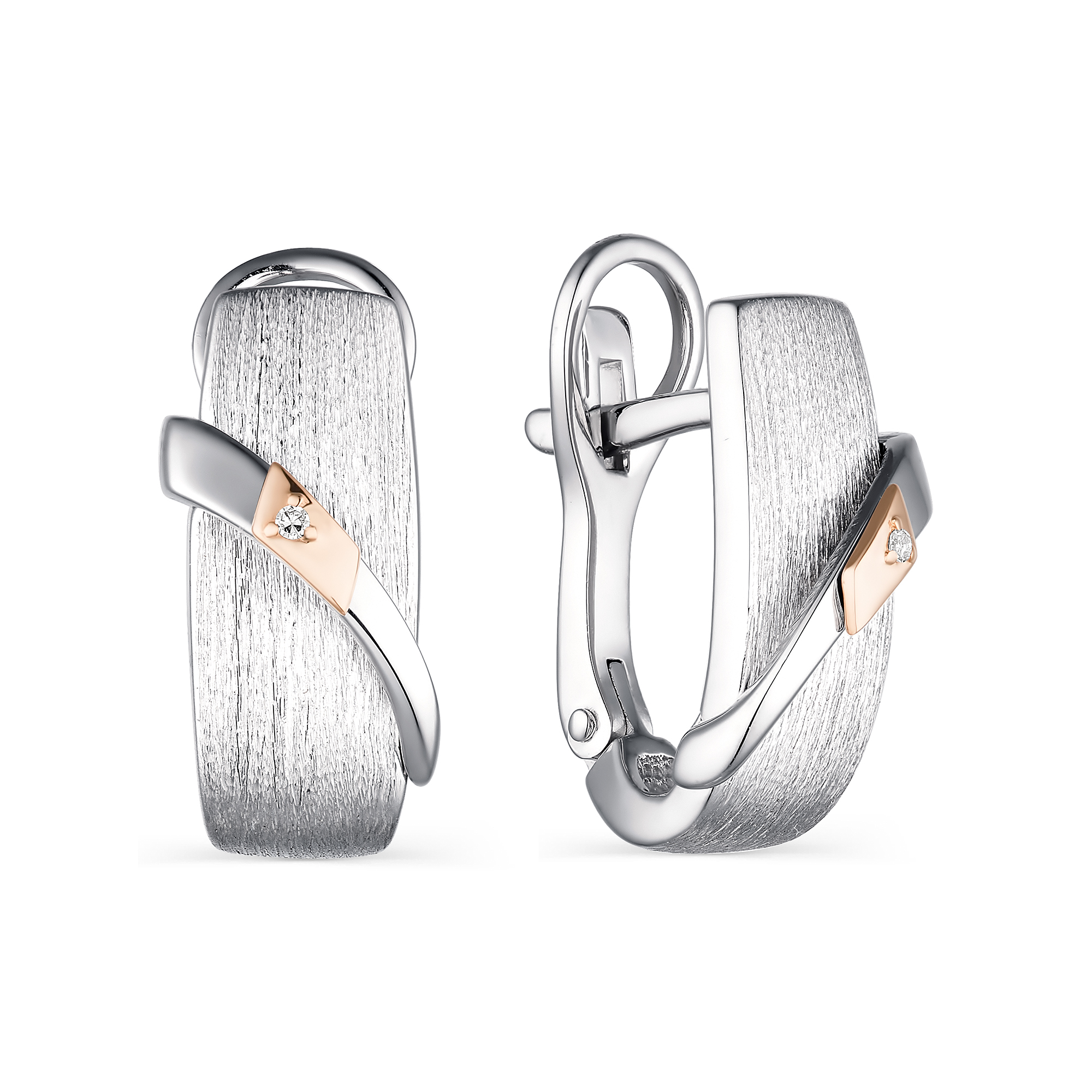 Серьги из серебра с золотом и бриллиантами Ювелирное изделие - Серьги из серебра с золотом и бриллиантами в магазине Best-Gold 126915