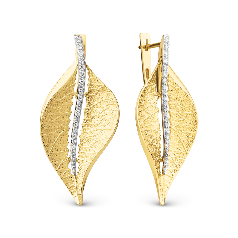 Ювелирное изделие - Серьги из желтого золота с фианитами в магазине Best-Gold 151627