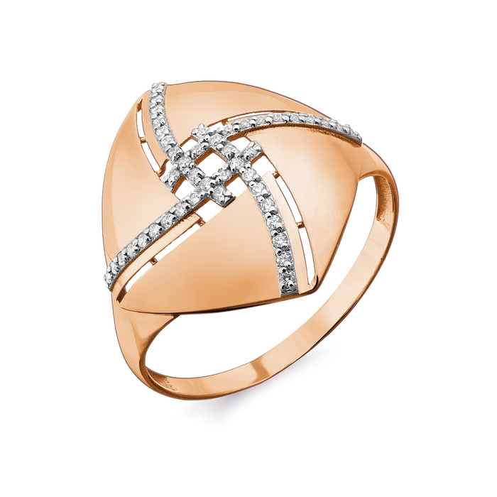 Ювелирное изделие - Кольцо в красном золоте с фианитом в магазине Best-Gold 131272