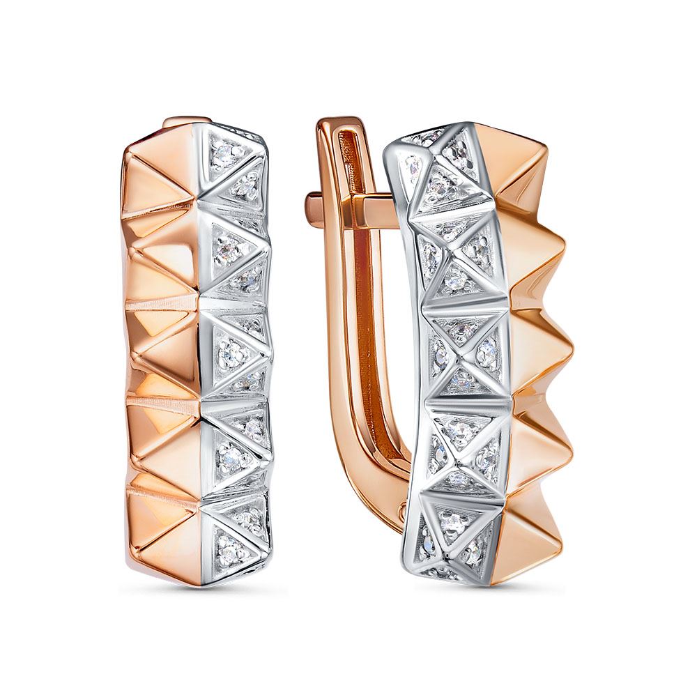 Серьги из красного золота с фианитами Ювелирное изделие - Серьги из красного золота с фианитами в магазине Best-Gold 149558