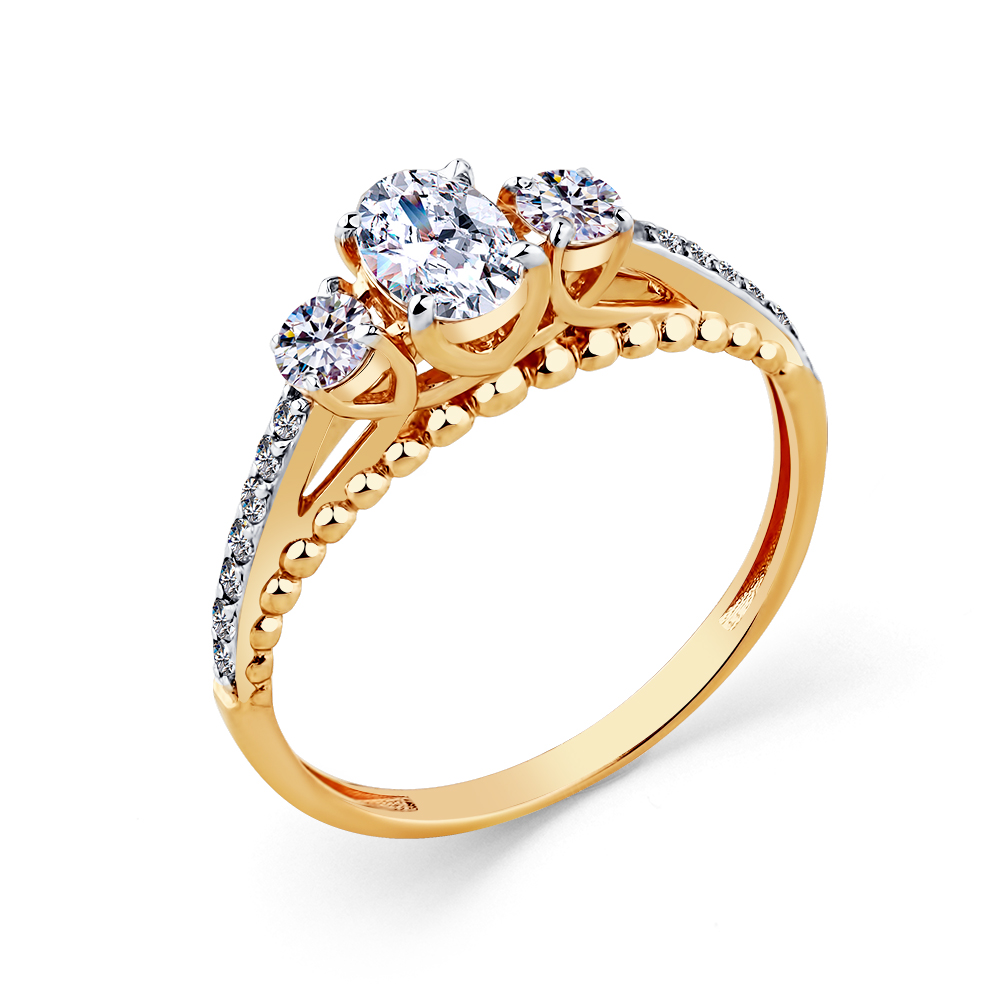 Кольцо из красного золота с фианитами Ювелирное изделие - Кольцо из красного золота с фианитами в магазине Best-Gold 125696