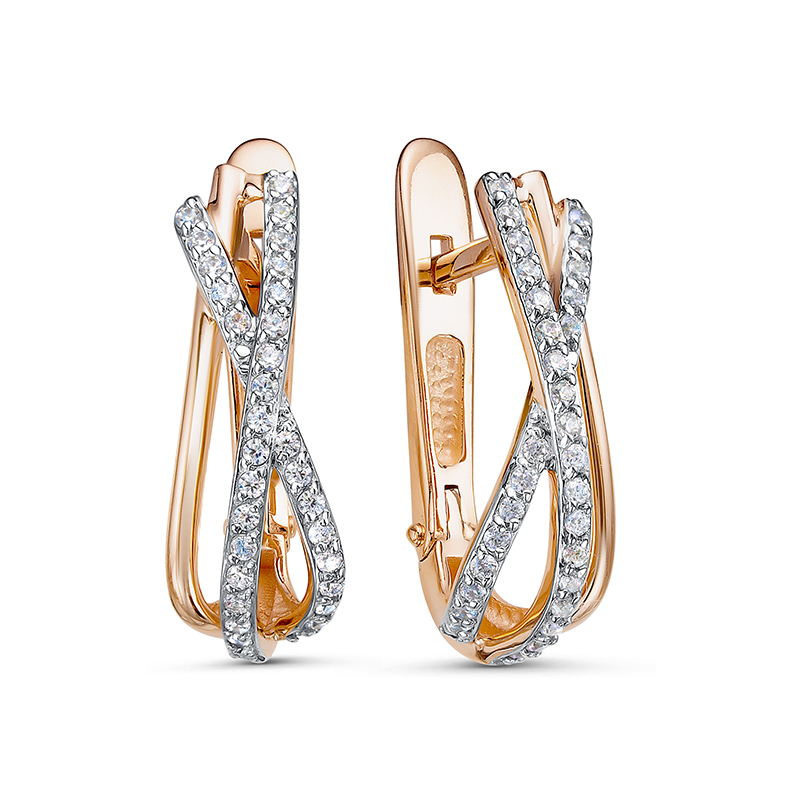 Ювелирное изделие - Серьги из красного золота с фианитами в магазине Best-Gold 147240