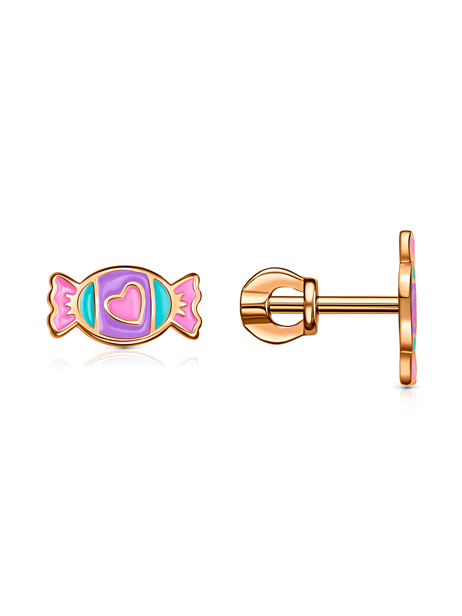 Ювелирное изделие - Серьги в красном золоте с эмалью в магазине Best-Gold 134478