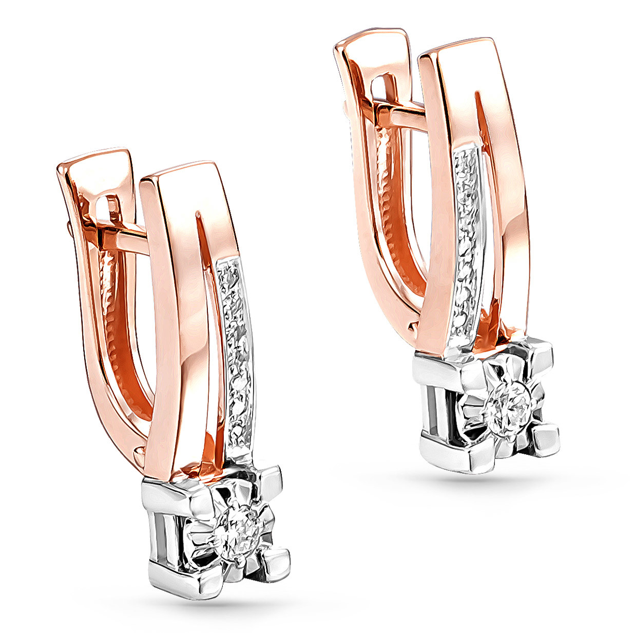 Ювелирное изделие - Серьги из красного золота с бриллиантами в магазине Best-Gold 028344