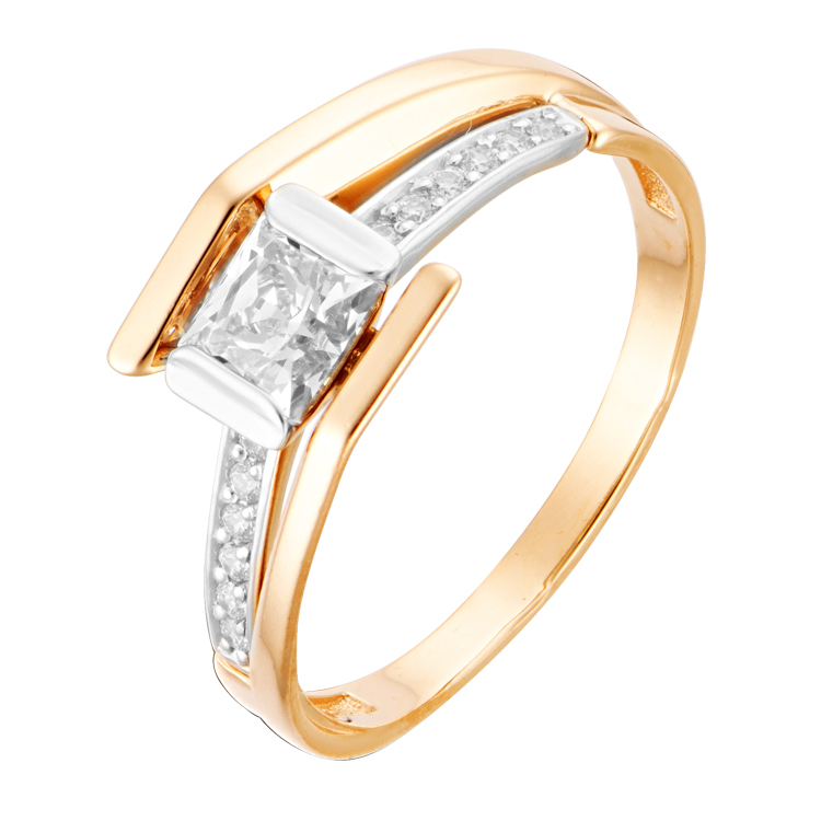 Ювелирное изделие - Кольцо из комбинированного золота с фианитами в магазине Best-Gold 071009