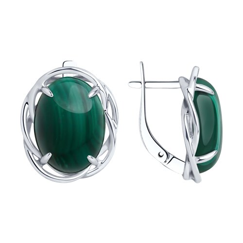 Ювелирное изделие - Серьги из серебра с малахитом в магазине Best-Gold 152554