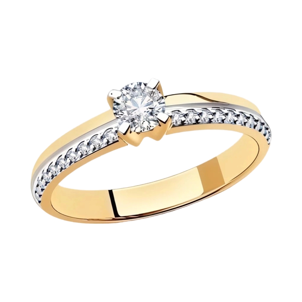 Кольцо помолвочное из красного золота с фианитами Ювелирное изделие - Кольцо помолвочное из красного золота с фианитами в магазине Best-Gold 119703