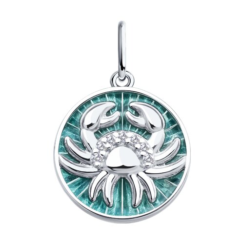 Подвеска из серебра с фианитами и эмалью Ювелирное изделие - Подвеска из серебра с фианитами и эмалью в магазине Best-Gold 152870