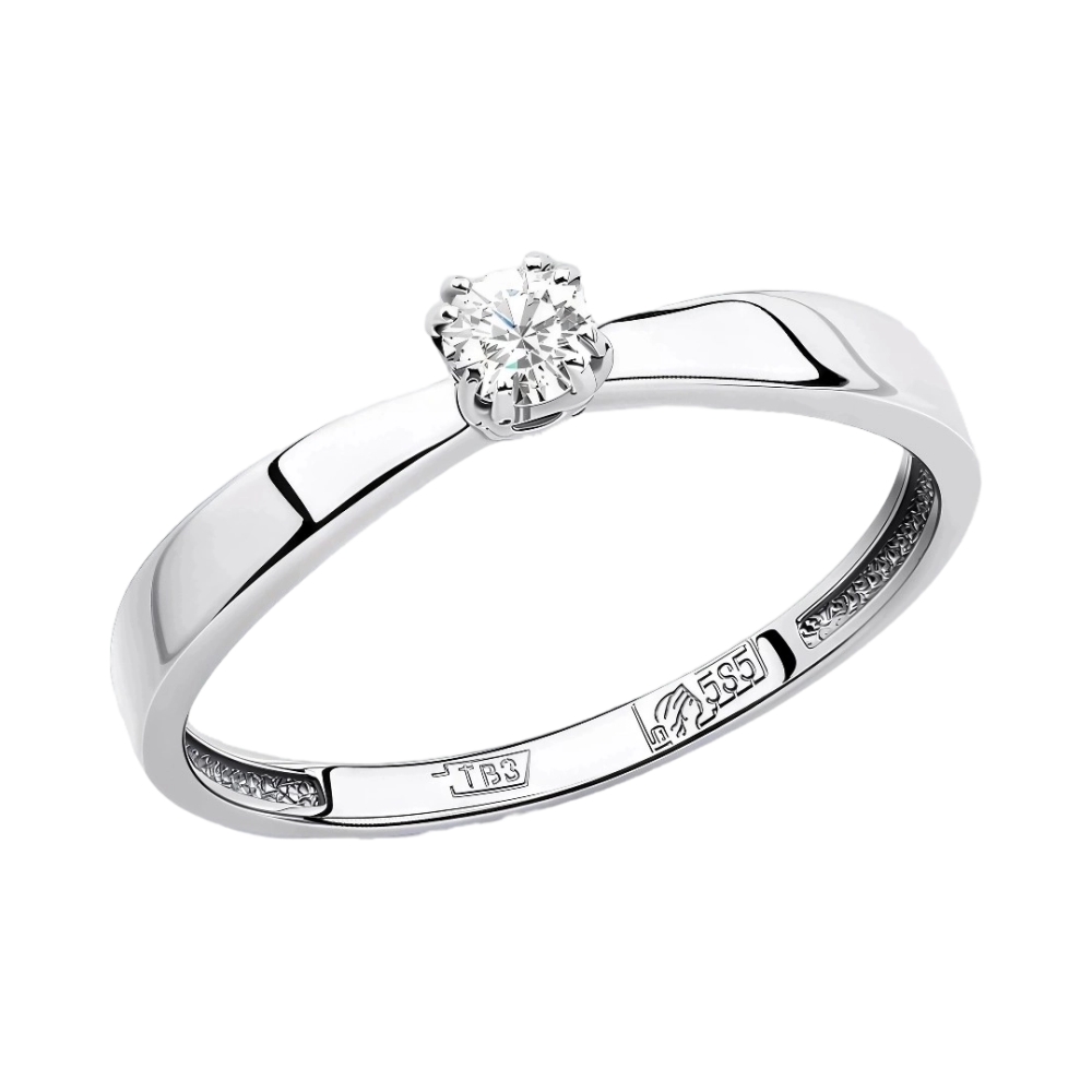 Кольцо помолвочное из белого золота с фианитом Ювелирное изделие - Кольцо помолвочное из белого золота с фианитом в магазине Best-Gold 042377