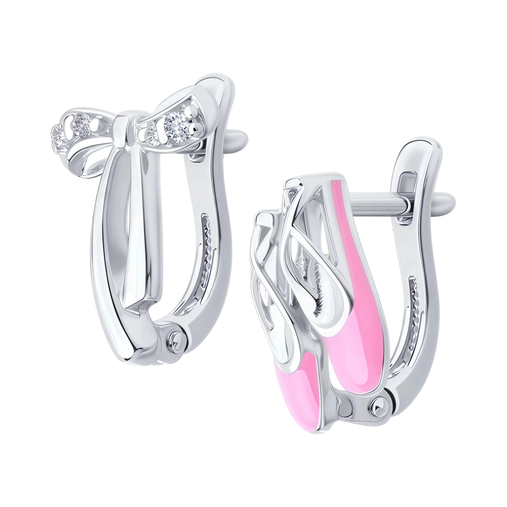 Ювелирное изделие - Серьги из серебра с фианитами и эмалью в магазине Best-Gold 152810