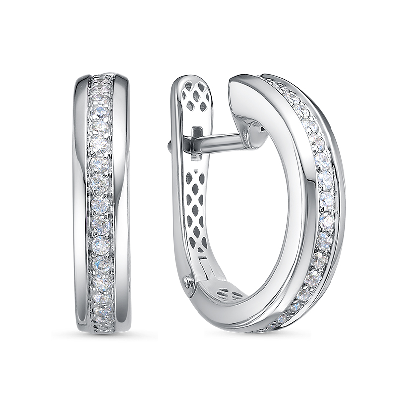 Серьги из серебра с фианитами