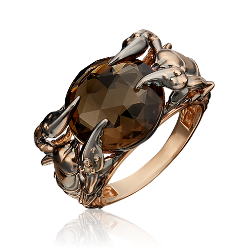 Ювелирное изделие - Кольцо из красного золота с дымчатым кварцем в магазине Best-Gold 139300