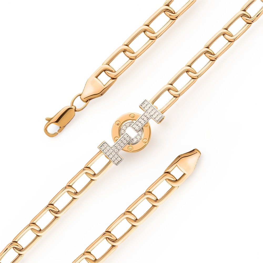 Браслет из красного золота с фианитами Ювелирное изделие - Браслет из красного золота с фианитами в магазине Best-Gold 155408