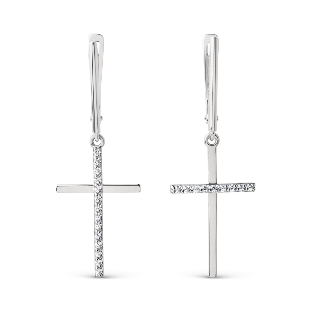 Серьги в белом золоте с фианитами Ювелирное изделие - Серьги в белом золоте с фианитами в магазине Best-Gold 129043