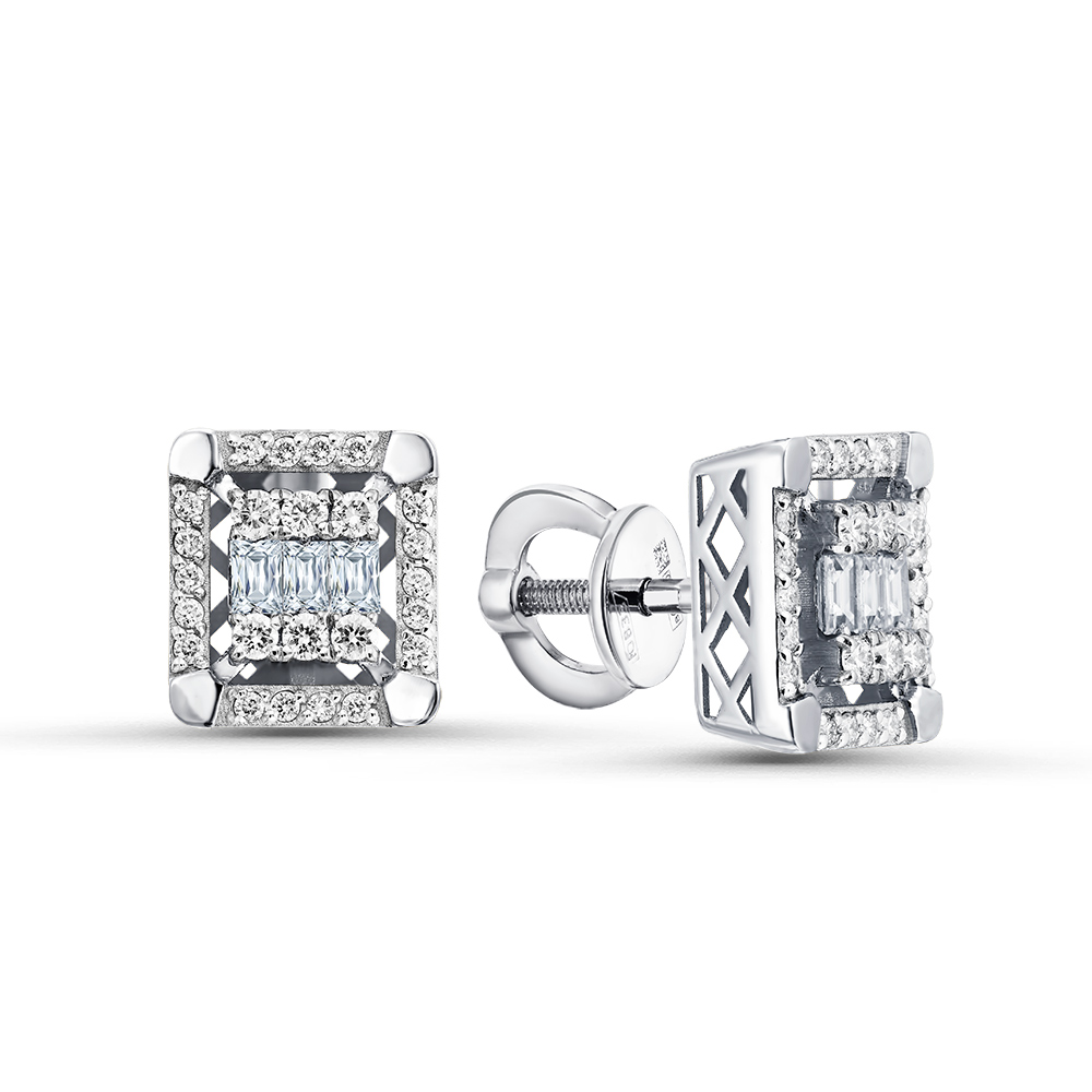 Ювелирное изделие - Серьги из белого золота с бриллиантами в магазине Best-Gold 149925