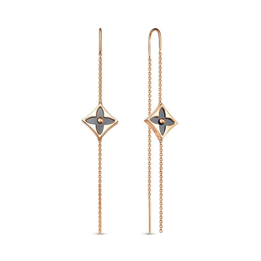 Ювелирное изделие - Серьги из красного золота с ониксом в магазине Best-Gold 157777