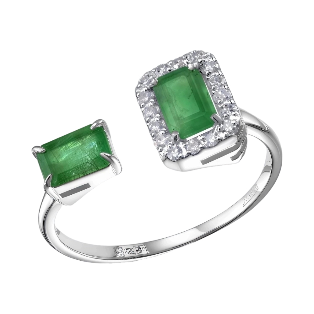 Кольцо из белого золота с  изумрудами и бриллиантами Ювелирное изделие - Кольцо из белого золота с  изумрудами и бриллиантами в магазине Best-Gold 147058