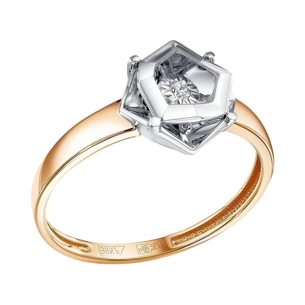 Кольцо из красного золота с бриллиантом Ювелирное изделие - Кольцо из красного золота с бриллиантом в магазине Best-Gold 155436