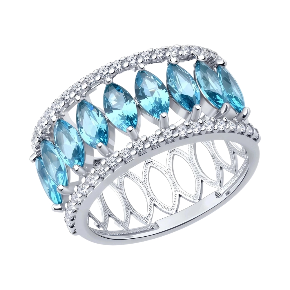 Ювелирное изделие - Кольцо из серебра с ситаллом и фианитами в магазине Best-Gold 152546