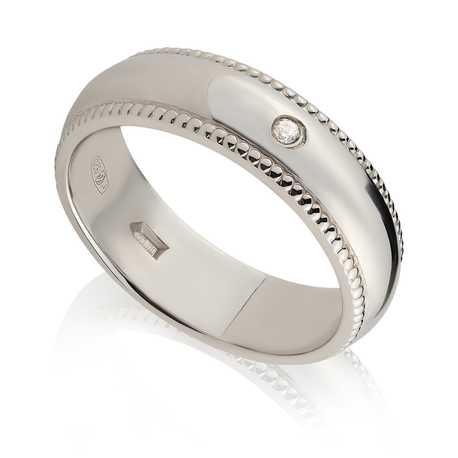Обручальное кольцо из серебра с фианитами Ювелирное изделие - Обручальное кольцо из серебра с фианитами в магазине Best-Gold 032459