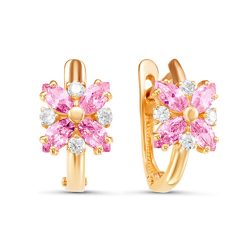 Ювелирное изделие - Серьги из красного золота с фианитами в магазине Best-Gold 039700