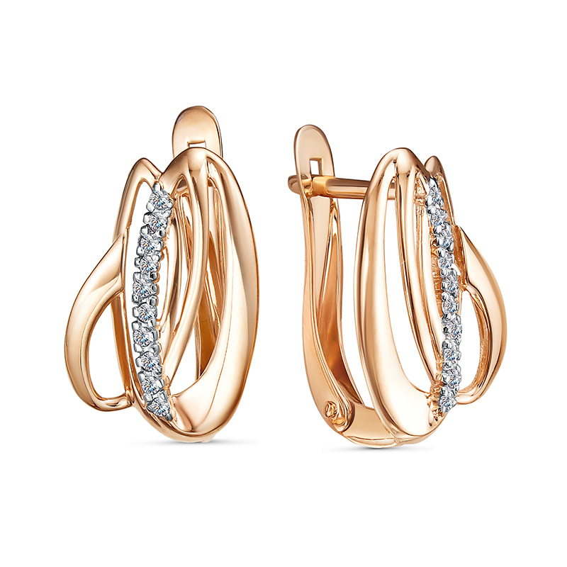 Ювелирное изделие - Серьги из красного золота с фианитами в магазине Best-Gold 126565