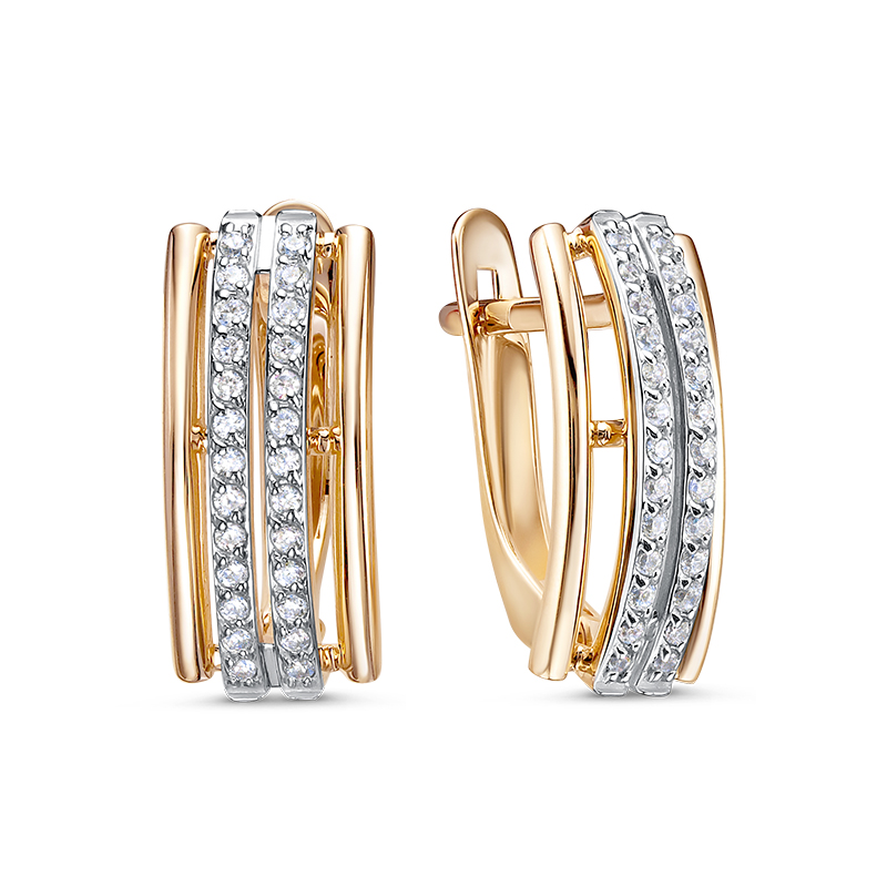 Серьги из красного золота с фианитами Ювелирное изделие - Серьги из красного золота с фианитами в магазине Best-Gold 147247