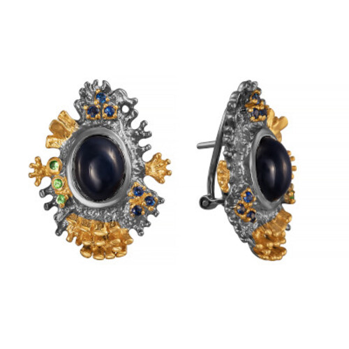 Ювелирное изделие - Серьги из серебра с сапфирами в магазине Best-Gold 020759