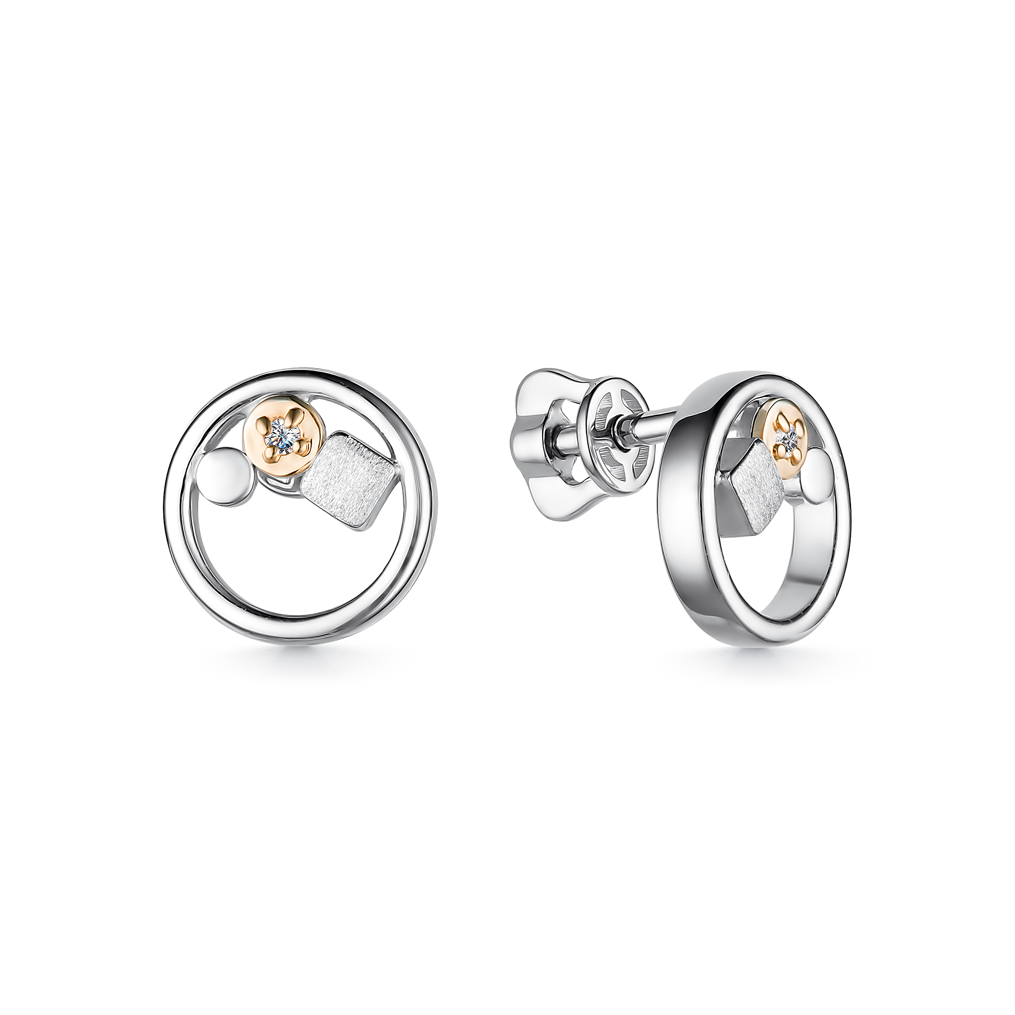 Серьги из серебра с бриллиантами и золотом Ювелирное изделие - Серьги из серебра с бриллиантами и золотом в магазине Best-Gold 126936