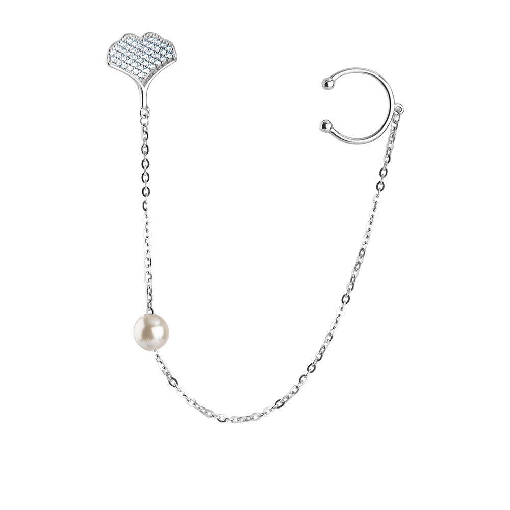 Серьга из серебра с жемчугом и цирконием Ювелирное изделие - Серьга из серебра с жемчугом и цирконием в магазине Best-Gold 121402