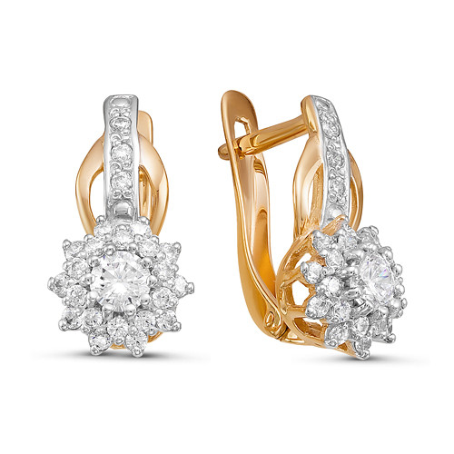 Ювелирное изделие - Серьги из красного золота с фианитами в магазине Best-Gold 040450