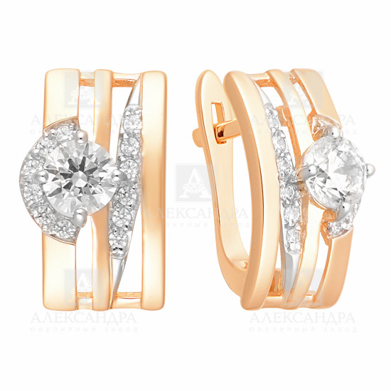 Серьги из жёлтого золота с фианитами Ювелирное изделие - Серьги из жёлтого золота с фианитами в магазине Best-Gold 034570