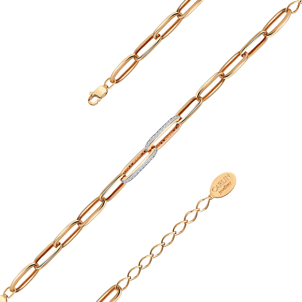 Браслет из красного золота  фианитами Ювелирное изделие - Браслет из красного золота  фианитами в магазине Best-Gold 139104