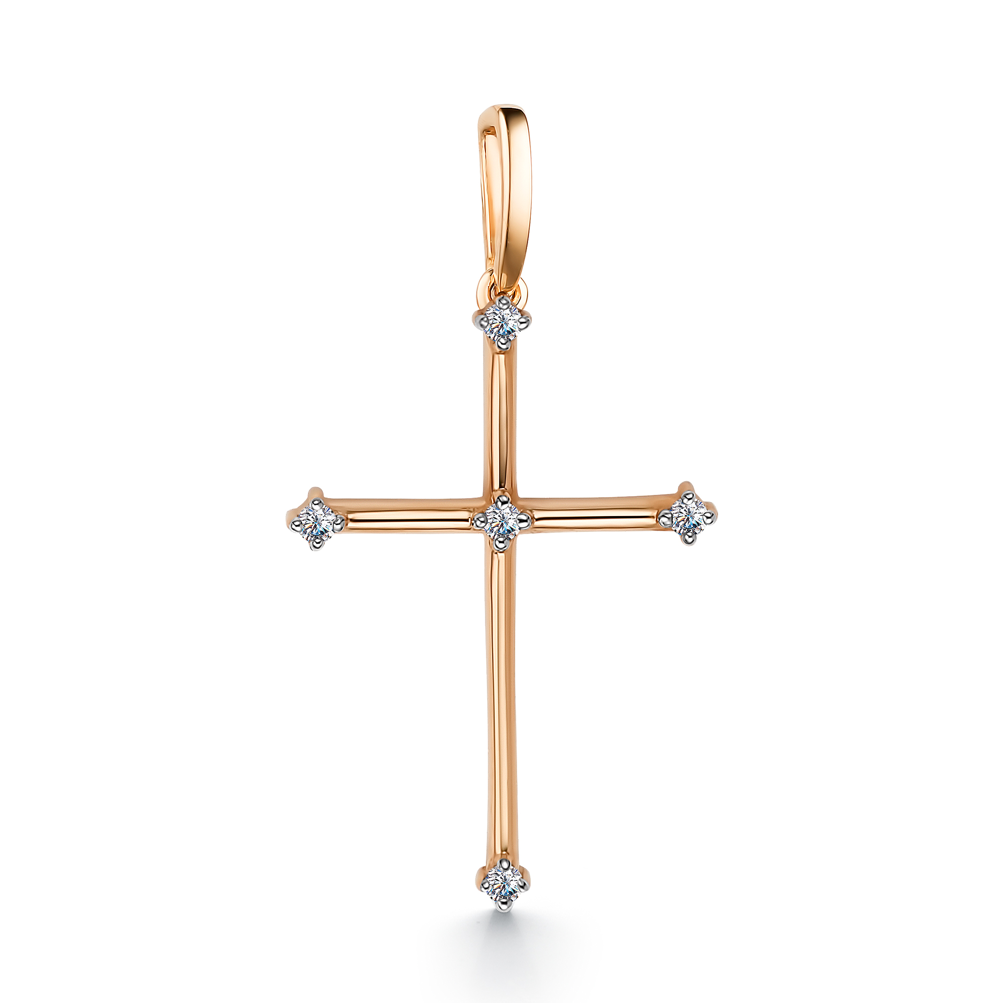 Крест из красного золота с бриллиантами Ювелирное изделие - Крест из красного золота с бриллиантами в магазине Best-Gold 087315