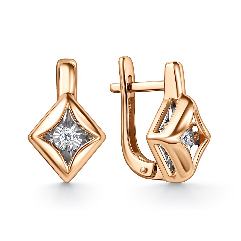 Ювелирное изделие - Серьги из красного золота с бриллиантами в магазине Best-Gold 154992