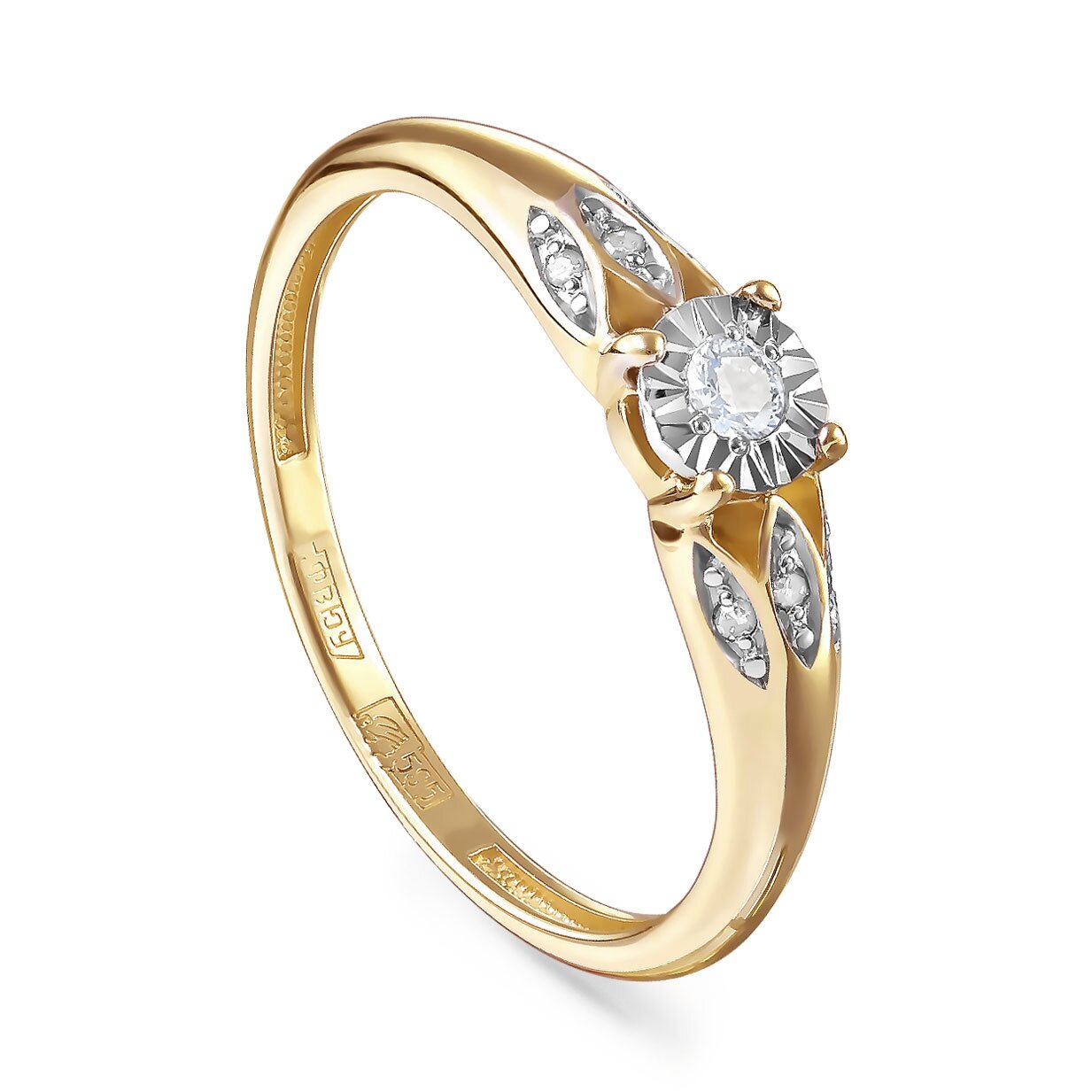 Ювелирное изделие - Кольцо из желтого золота с бриллиантами в магазине Best-Gold 154929