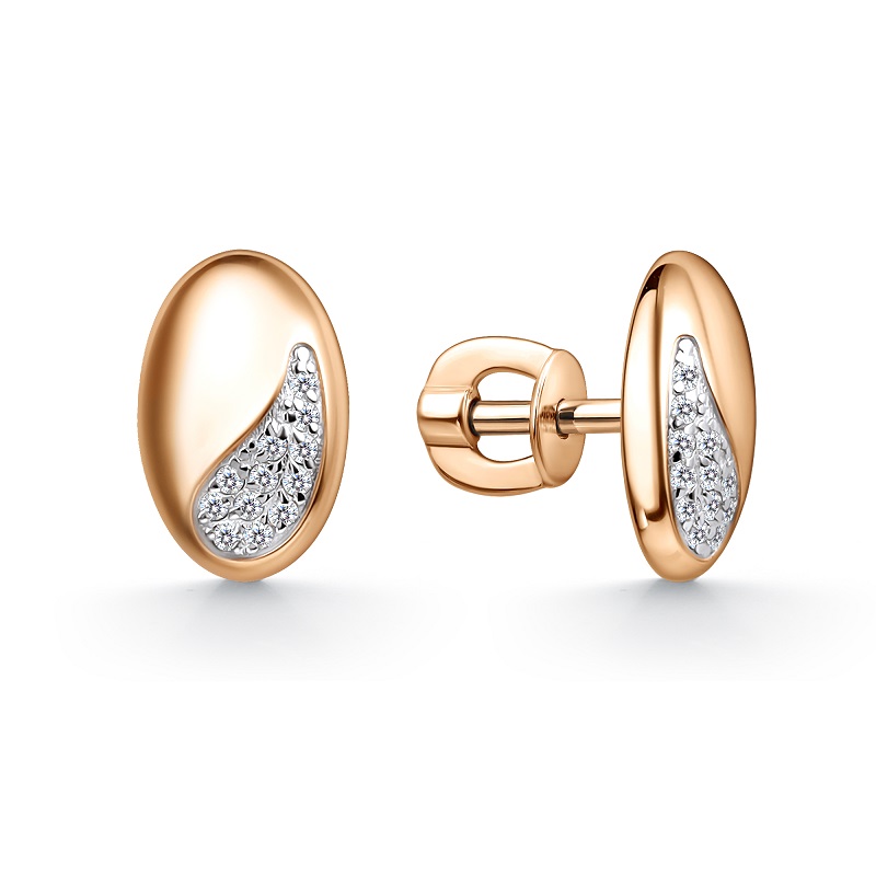 Ювелирное изделие - Серьги из красного золота с фианитами в магазине Best-Gold 152180