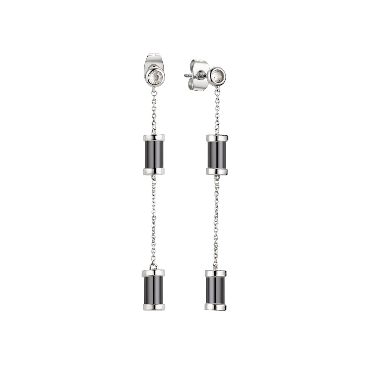 Ювелирное изделие - Серьги из серебра с фианитами и керамикой в магазине Best-Gold 055801