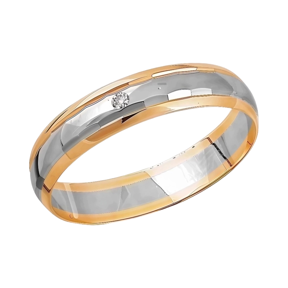 Обручальное кольцо из комбинированного золота с бриллиантами Ювелирное изделие - Обручальное кольцо из комбинированного золота с бриллиантами в магазине Best-Gold 067073