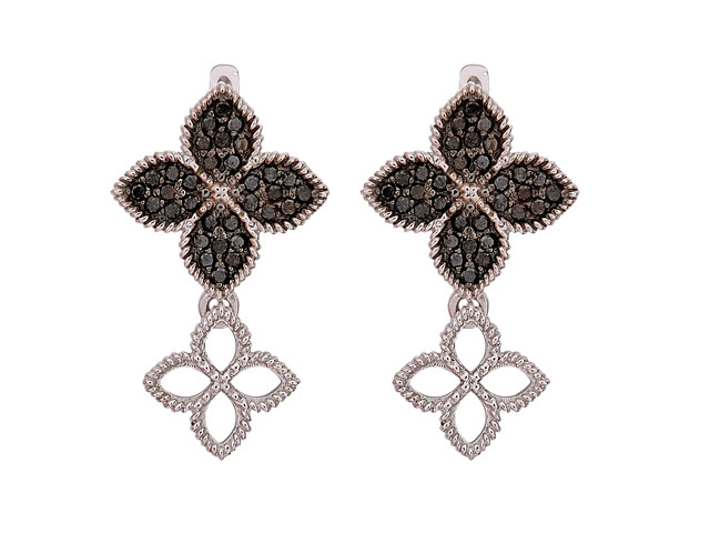 Серьги из белого золота с чёрными бриллиантами Ювелирное изделие - Серьги из белого золота с чёрными бриллиантами в магазине Best-Gold 107161