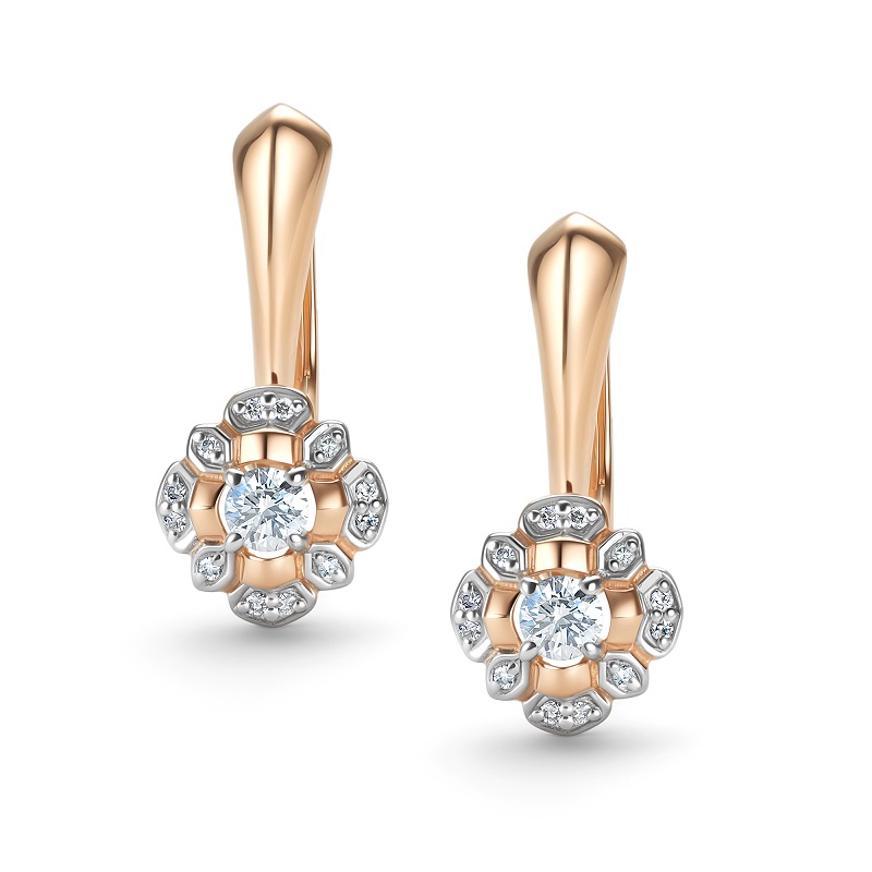 Серьги из красного золота с брилиантами Ювелирное изделие - Серьги из красного золота с брилиантами в магазине Best-Gold 154401