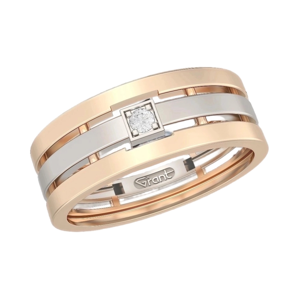 Ювелирное изделие - Обручальное кольцо из комбинированного золота с бриллиантом в магазине Best-Gold 155444