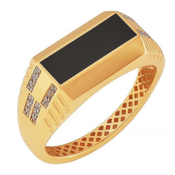 Печатка мужская из красного золота с агатом и фианитами Ювелирное изделие - Печатка мужская из красного золота с агатом и фианитами в магазине Best-Gold 125864